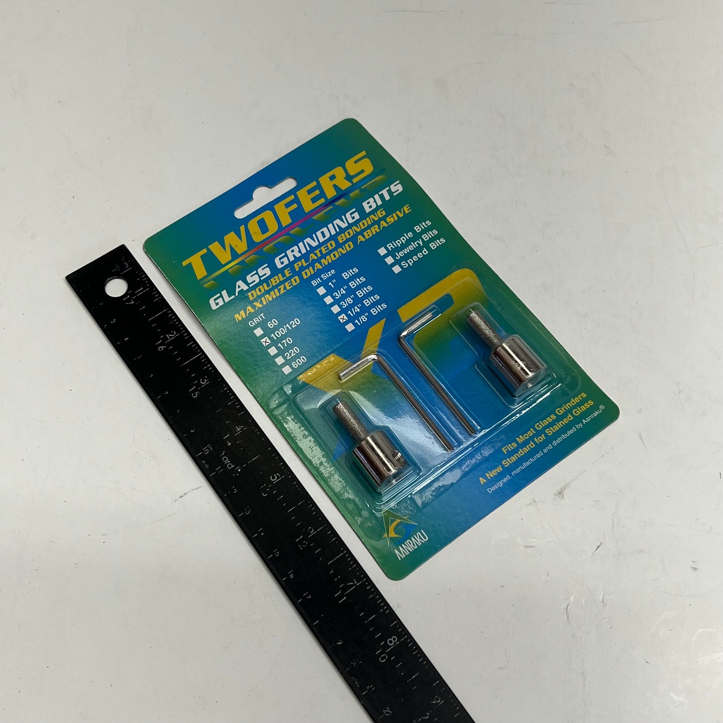 AANRAKU (SET OF 2) Twofers Grinding Bits 100/120 Diamond Mesh Grit 1/4"