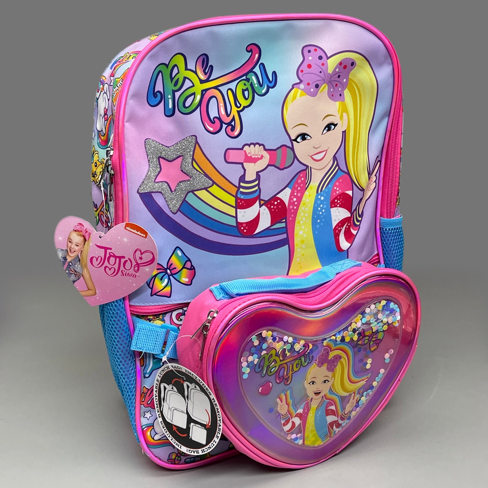 Jojo Siwa Girl's Polyester School Backpacks with Lunch Bag, Pink, 2-Piece, Size: One size