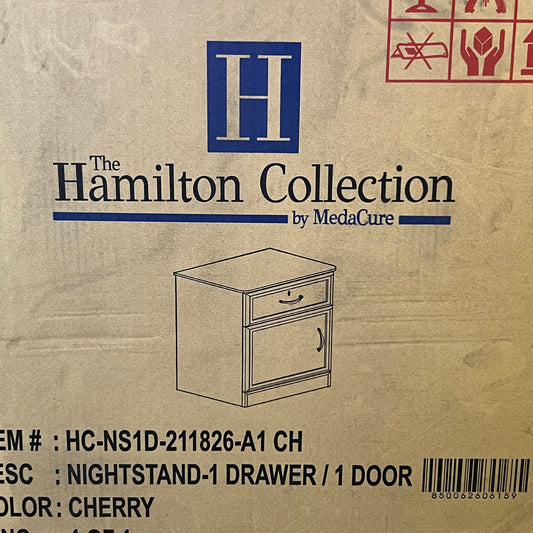 HAMILTONT COLLECTION 1 Drawer/1 Door Nightstand Sz 21″W x 18″D x 26.5″H, Cherry SK091124-F