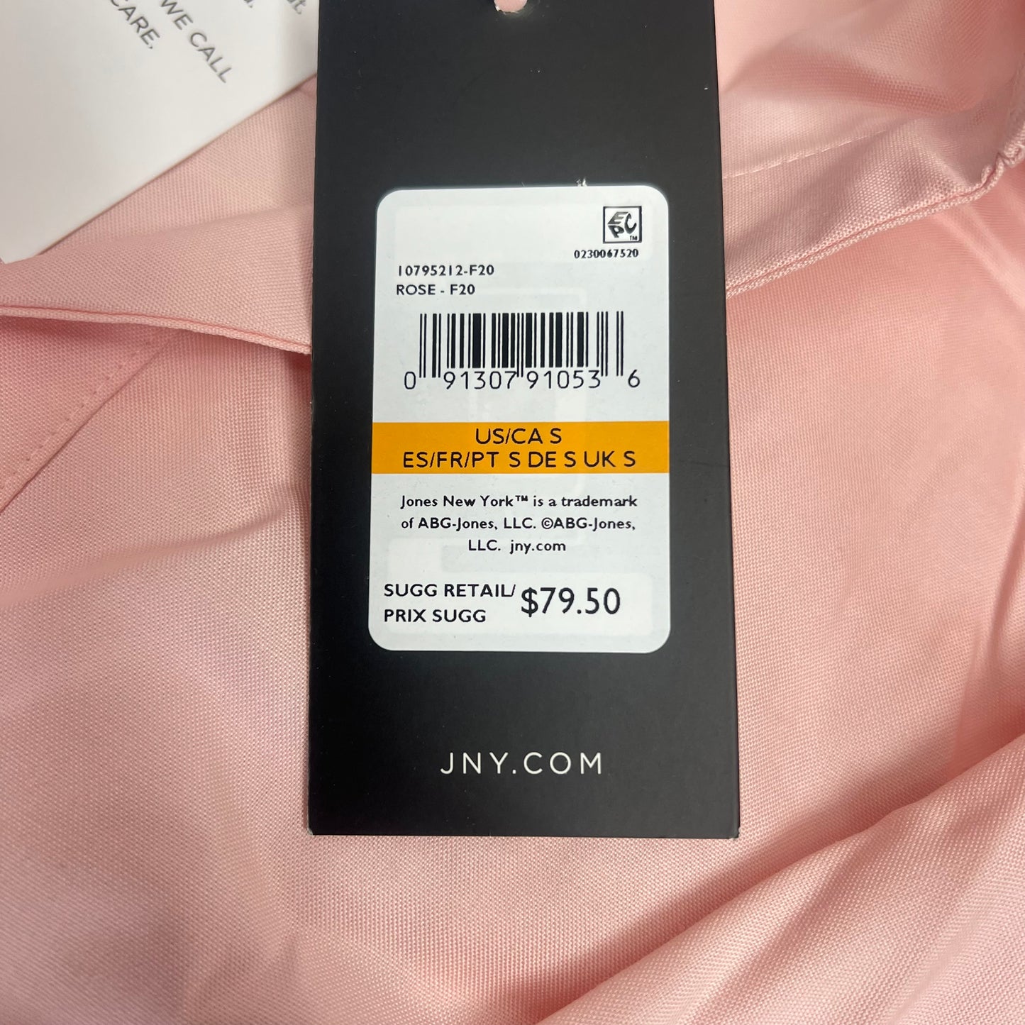 JONES New York Easy Care Professional Button Up Collared Shirt Women's Sz S Rose