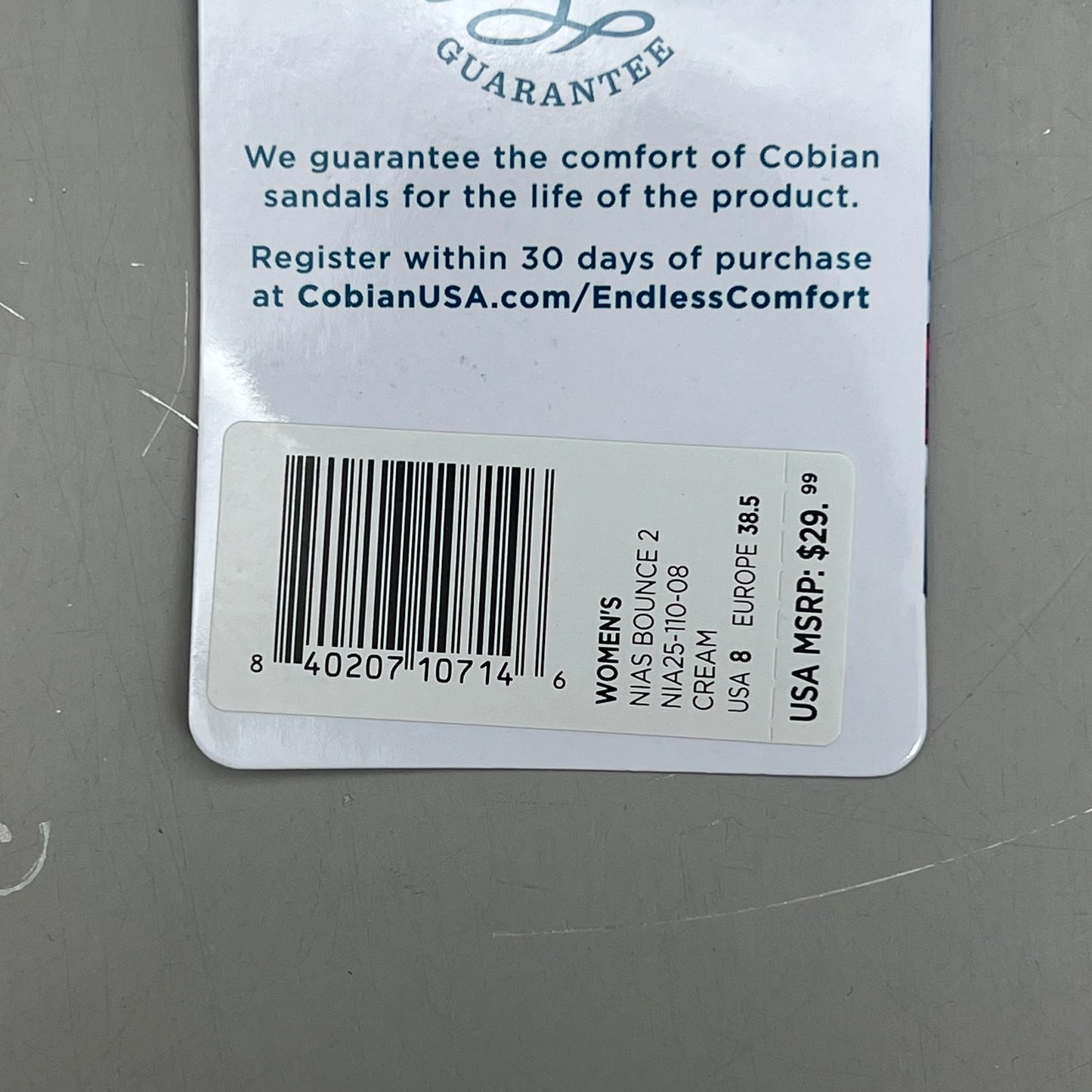 COBIAN Nia's Bounce Synthetic Leather Sandals Women's Sz 8, EU 38.5 Cream NIA25-110-8