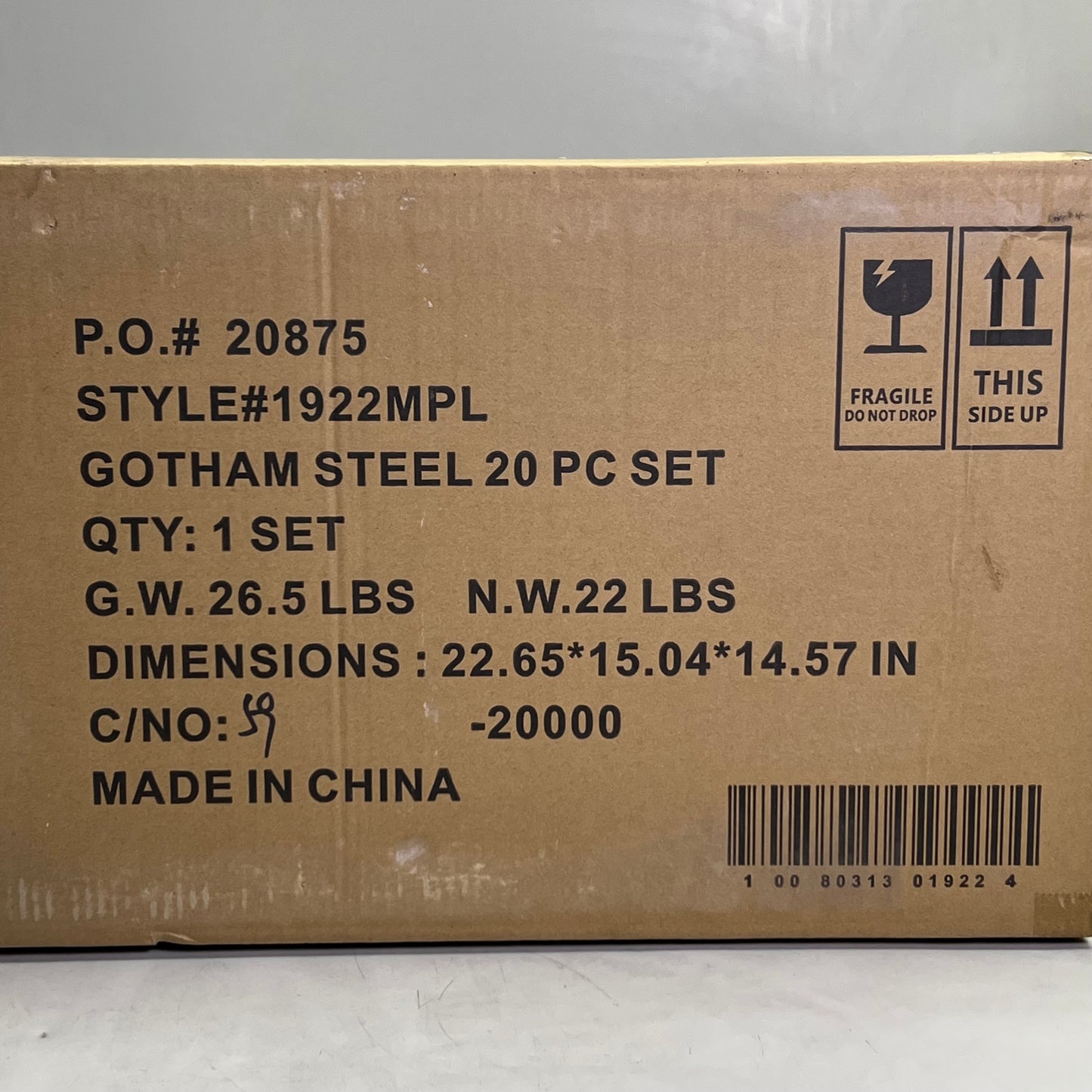 GHOTAM STEEL (20 Pcs) Cookware + Bakeware Set 22.65" X 15.04" X 14.57" 1922MPL