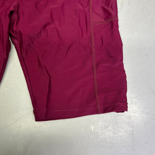 ATTRACO High Waisted Board Shorts Swimwear W/ Pockets UPF 50+ Women's Sz M Wine