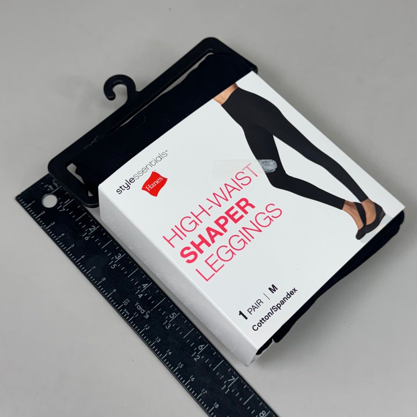 HANES (2 PACK) High Waist Shaper Leggings Cotton/Spandex Womens Sz M Black 441867