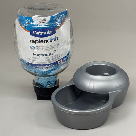 ZA@ PETMATE Pearl Relendish 24/7 Filtered Waterer w/ Microban 1 Gal Grey 24492