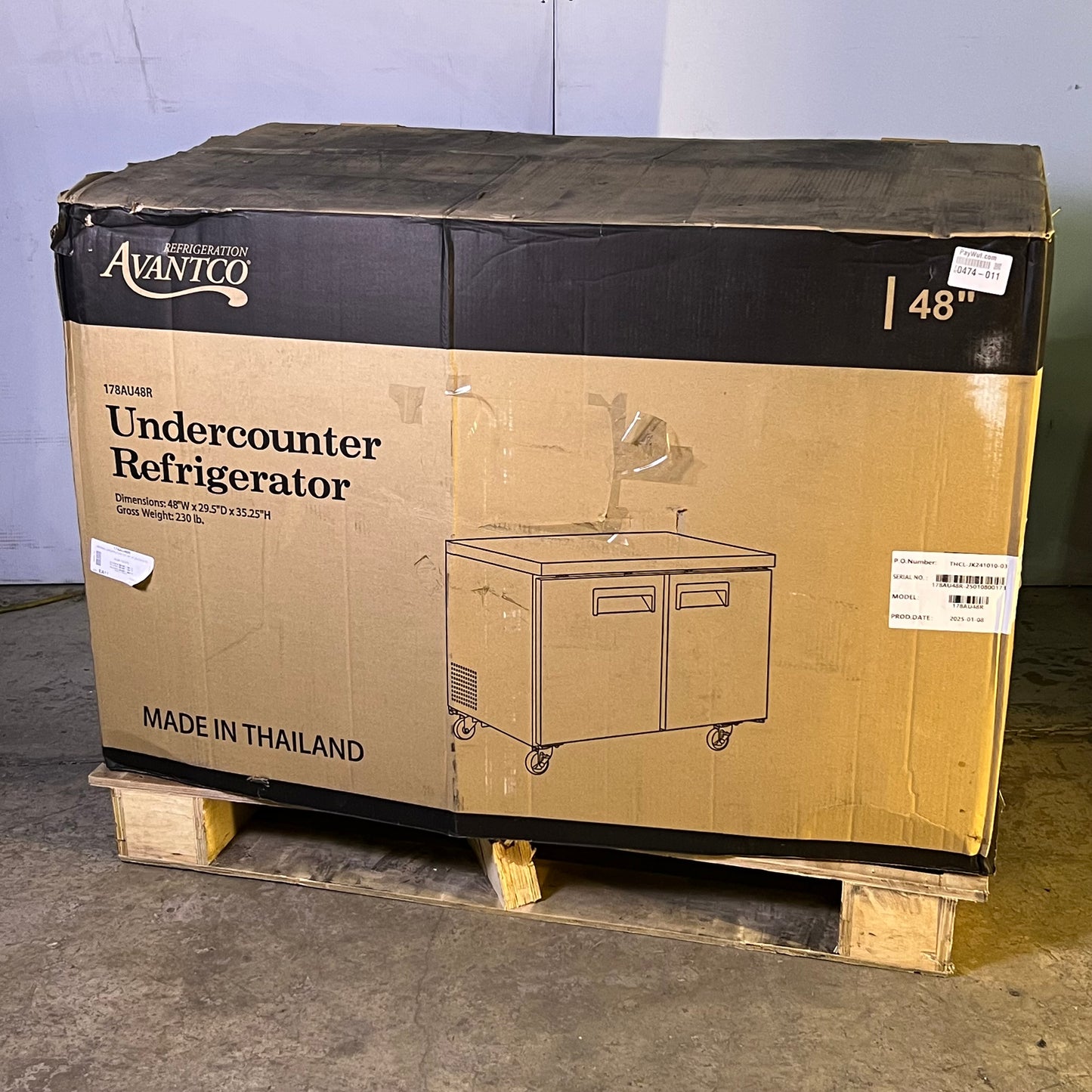 AVANTCO Undercounter Refrigerator Sz 48"W x 29.5"D x 35.25"H 178AU48R (New Other, Minor Damage (See Image)