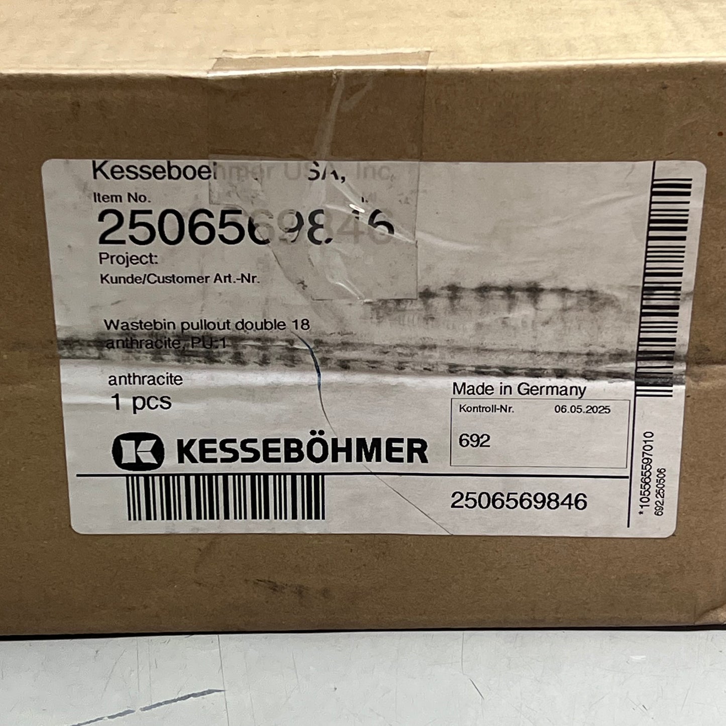 KESSEBOHMER Trash Pullout Frame Double 22-1/4" Min Cabinet Depth 25065469846