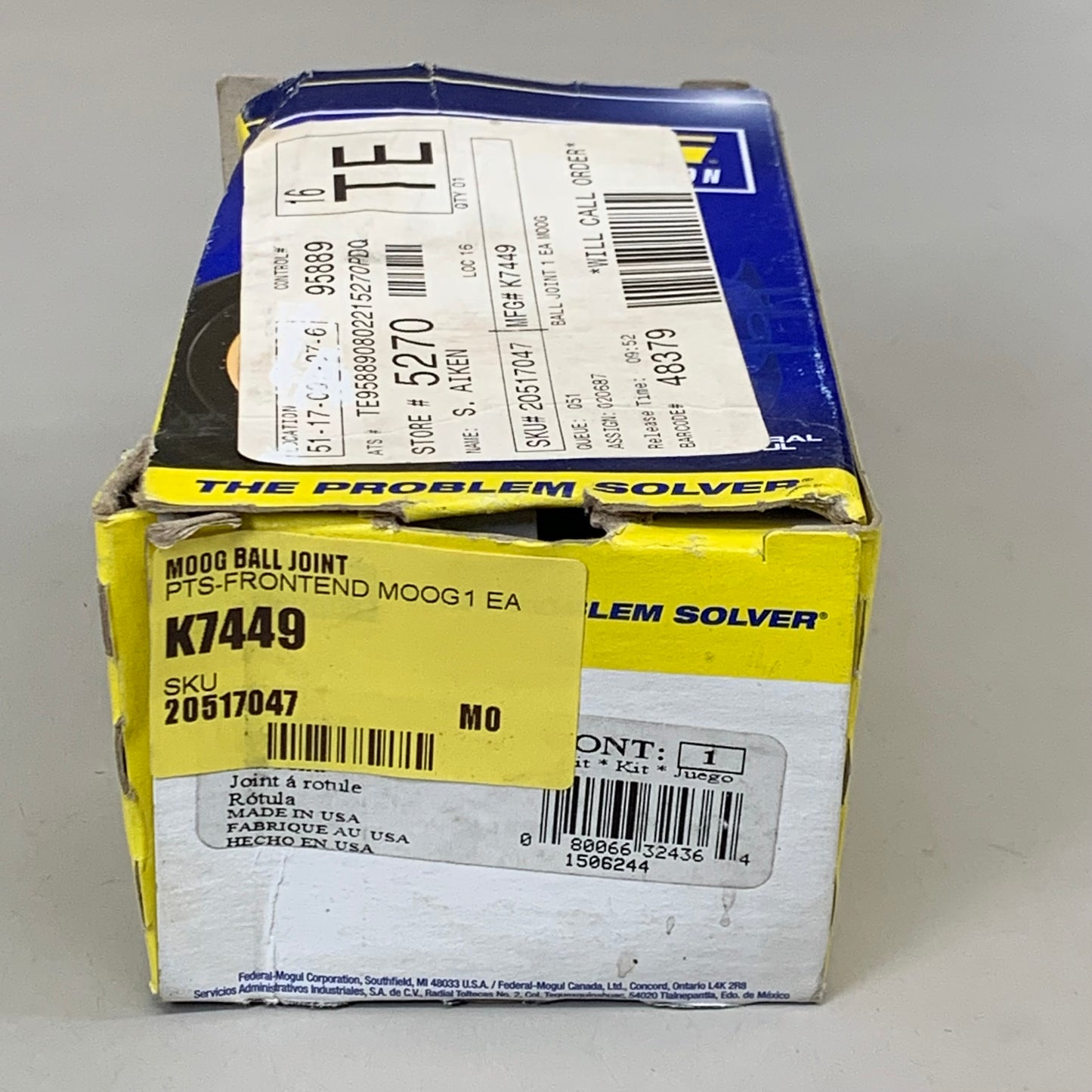 MOOG Front Lower Ball Joint for Chrysler, Dodge & Mitsubishi K7449