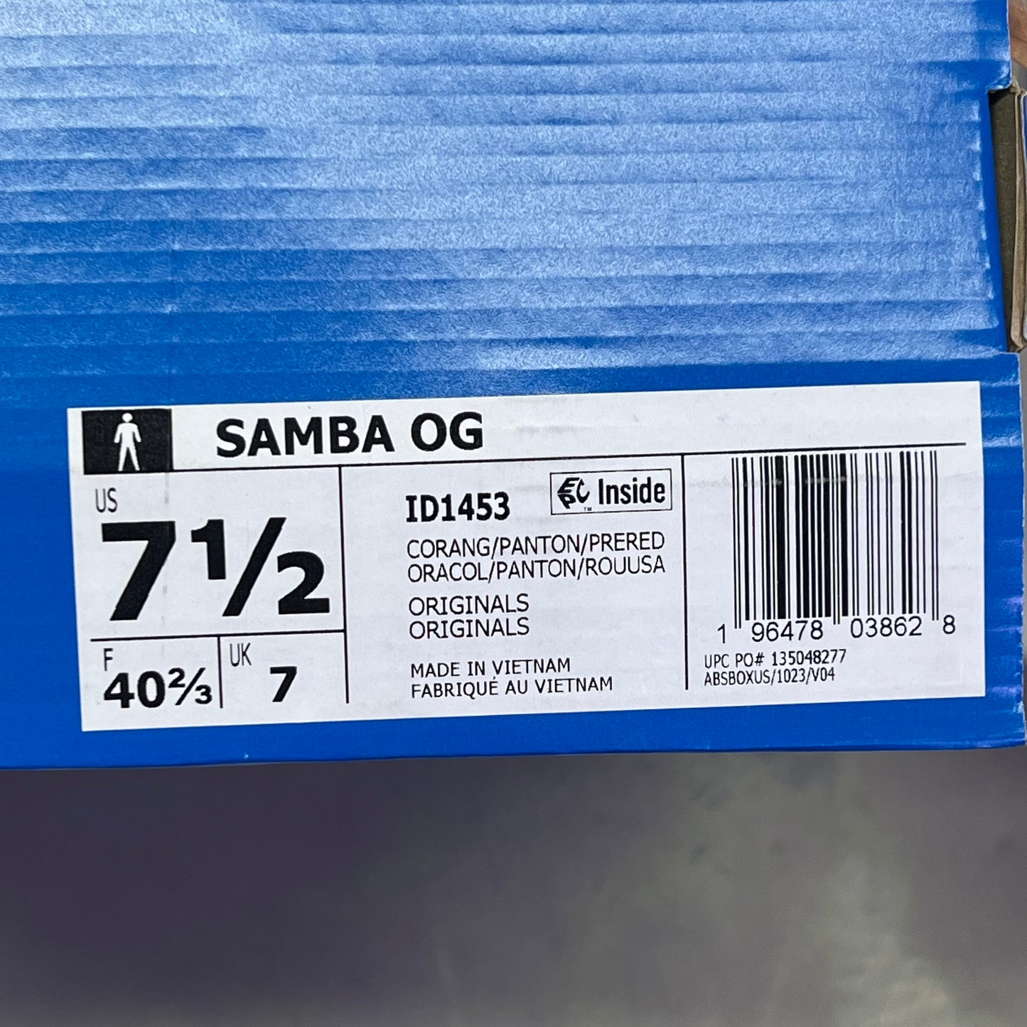 ZA@ ADIDAS Samba OG Soccer Inspired Sneaker Men's Sz 7.5 Collegiate Orange ID1453