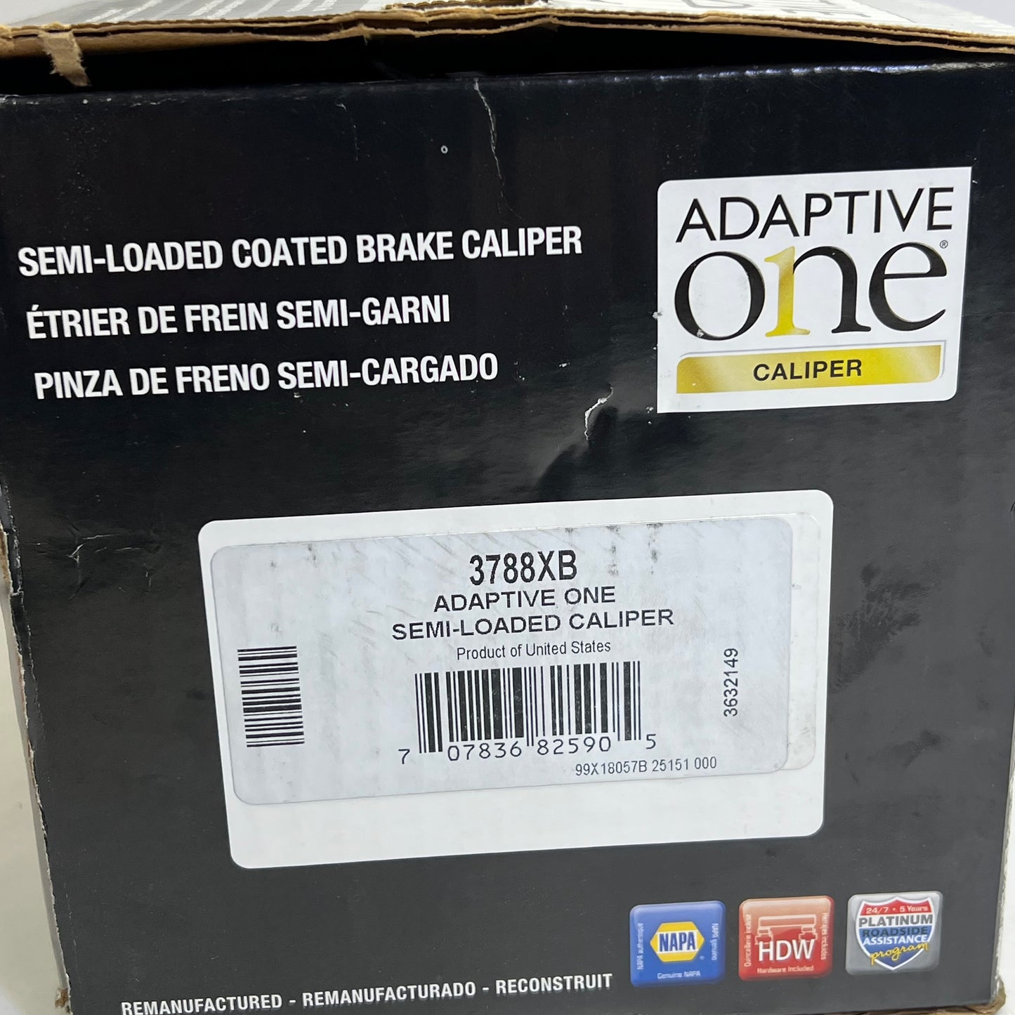ADAPTIVE ONE Napa One Brake Caliper Single Piston Floating Remanufactured 3788XB