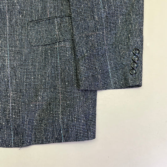 STAFFORD EXECUTIVE 100% Silk Blazer Salt & Pepper Men's Sz 42R Blue/Black