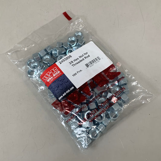 WAL-RICH CORPORATION (1000 PACK) Steel Hex Nut For Thread Rod 3/8" 2403006