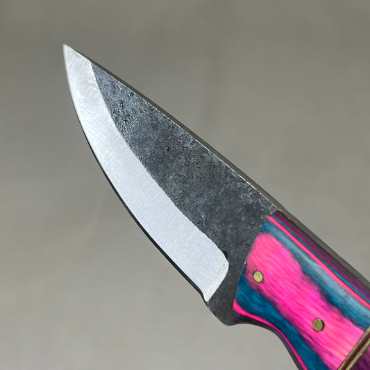 XROSSROADS Handmade Damascus Steel Hunting Knife W/ Leather Sheath 8" Multicolor