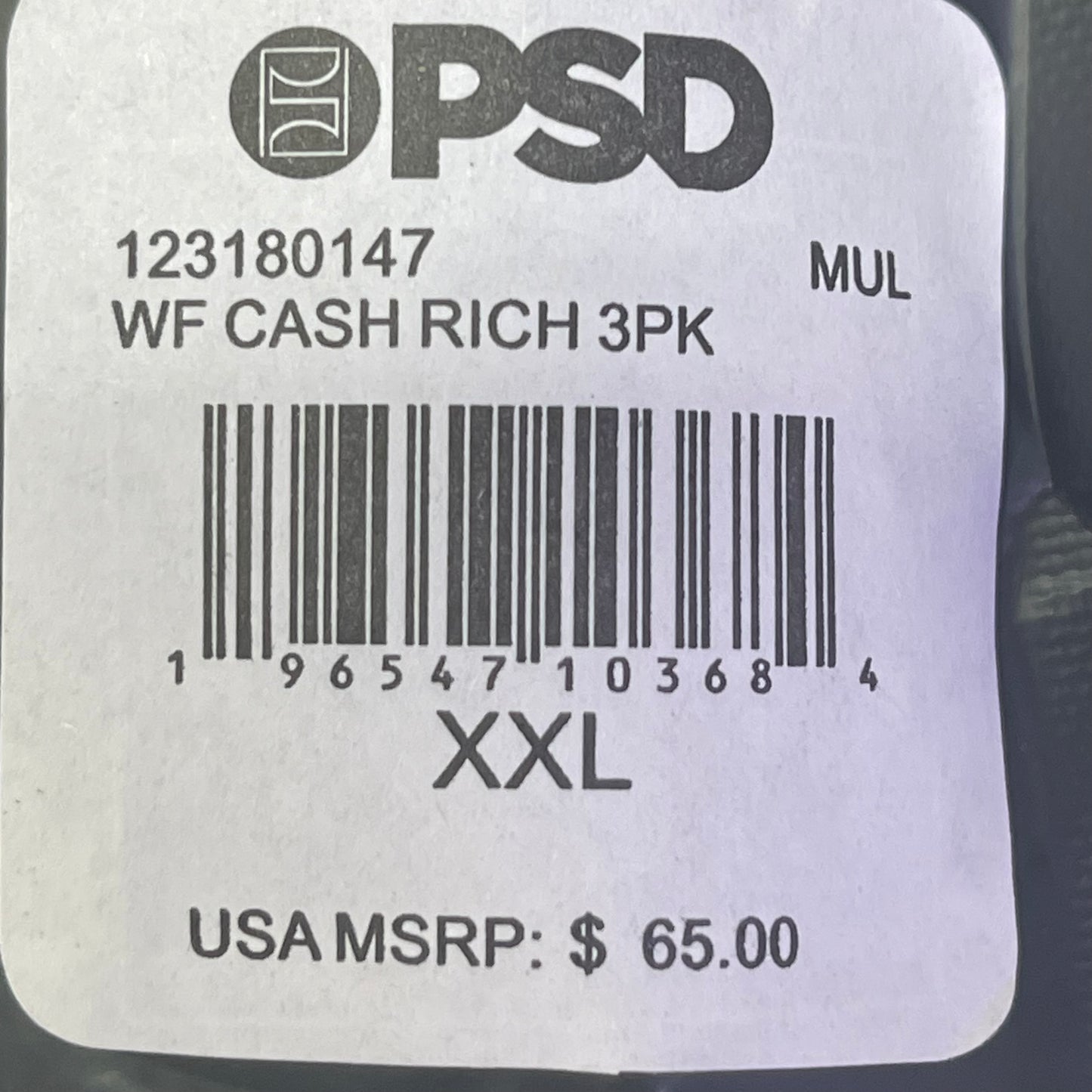 PSD (3 PACK) Warface Men's Boxer Briefs XXL WF CASH RICH