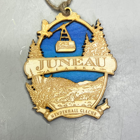 ZA@ (2 PACK) Mendenhall Glacier Lasered Wood Collectable Ornament JuneauAK Souvenir