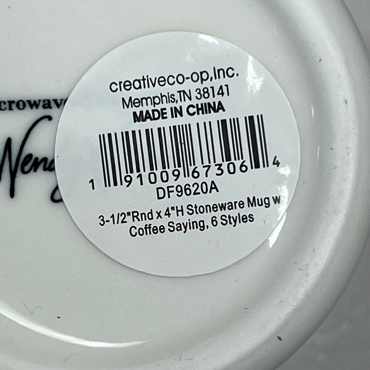 CREATIVE CO-OP Set Of 6 Stoneware Mug w/ Wax Relief Coffee Sayings 6 Styles 12oz White/Black DF9620A