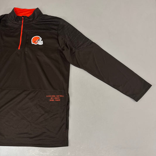 NFL Cleveland Browns Quarter Zip Pullover Shirt Long Sleeve XXL Brown 1802969