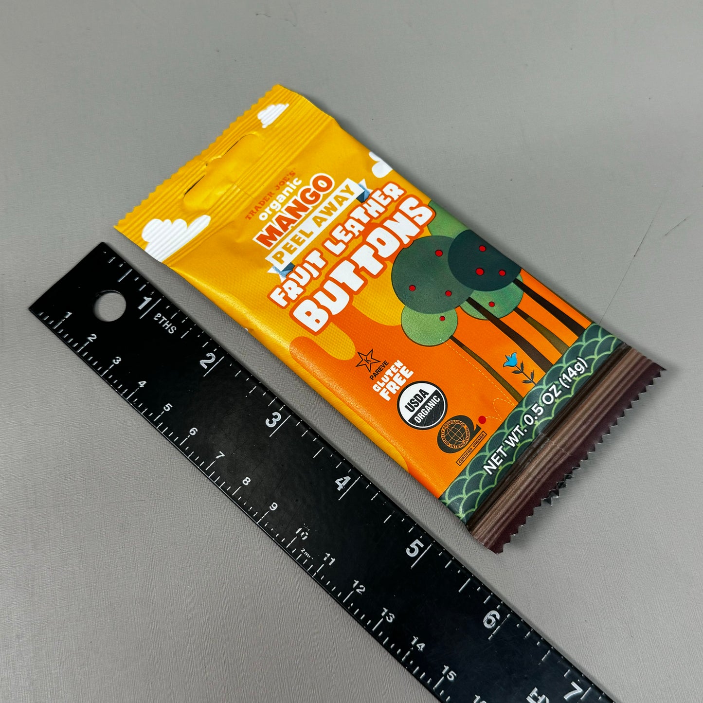 TRADER JOE'S (24 PACK) Organic Mango Peel Fruit Leather Buttons 0.5 oz 08/26