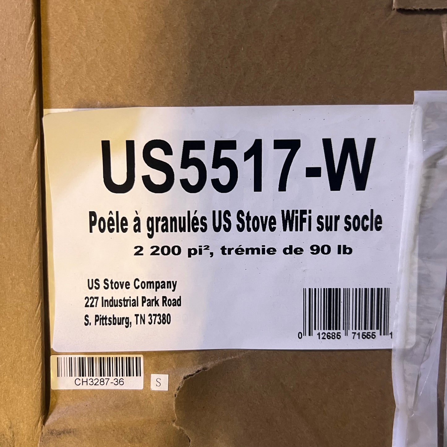 ZA@ Pallet of STOVE COMPANY 2200 sq. ft. Pedestal Pallet Stove 90 Lbs, Hopper Wi-fi US5517-W