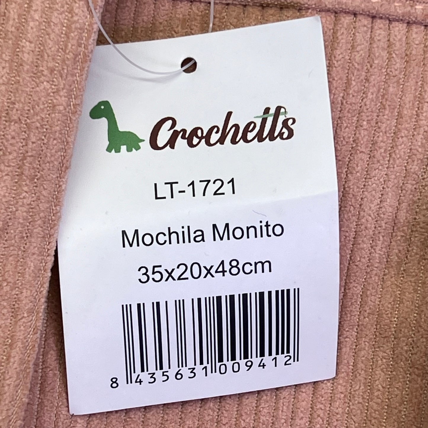 CROCHETTS Mochila Monito Kids Backpack 100% Natural Hypoallergenic Cotton Pink