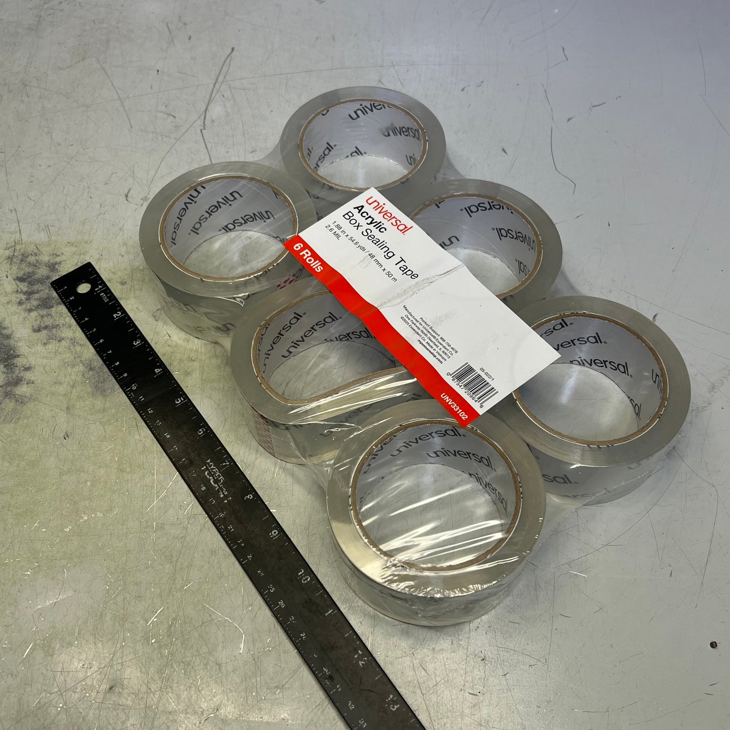ZA@ UNIVERSAL (6 PACK) Moving & Packing Acrylic Box Sealing Tape Clear UNV33102 (Damaged)