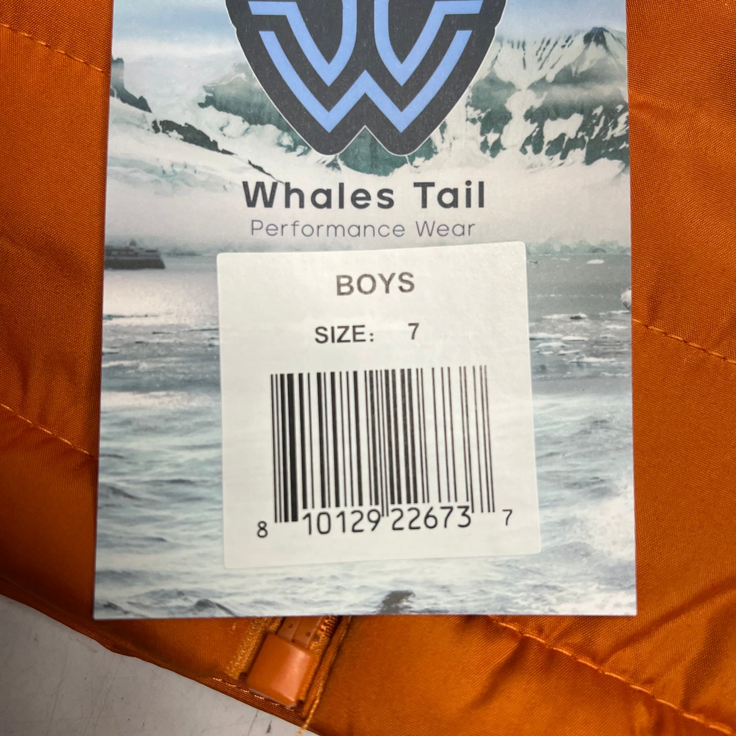 WHALES TAIL Fleece Lined Hooded Full Zip Up Winter Coat Boy's Sz 7 Orange