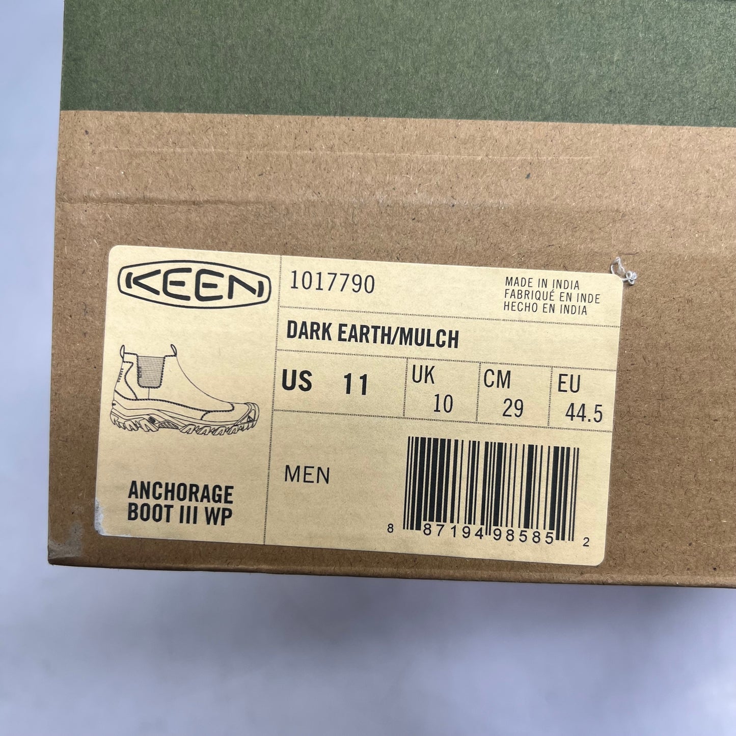 KEEN Anchorage III Waterproof Boots Men's Sz 11 Dark Earth/Mulch 1017790