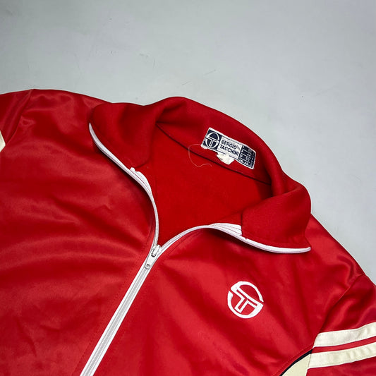 SERGIO TACCHINI Sportswear Track Suit Zip Up Jacket US Sz 40 Red/Cream (Used)