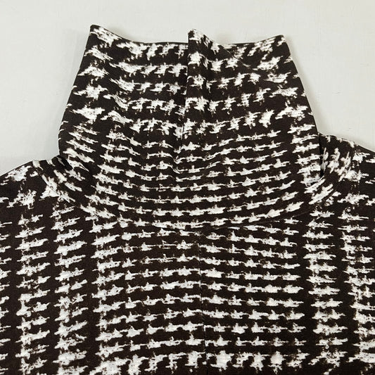 NORMA KAMALI Sleeve Open Back Catsuit Footsie Women's Sz M/38 Chocolate Plaid