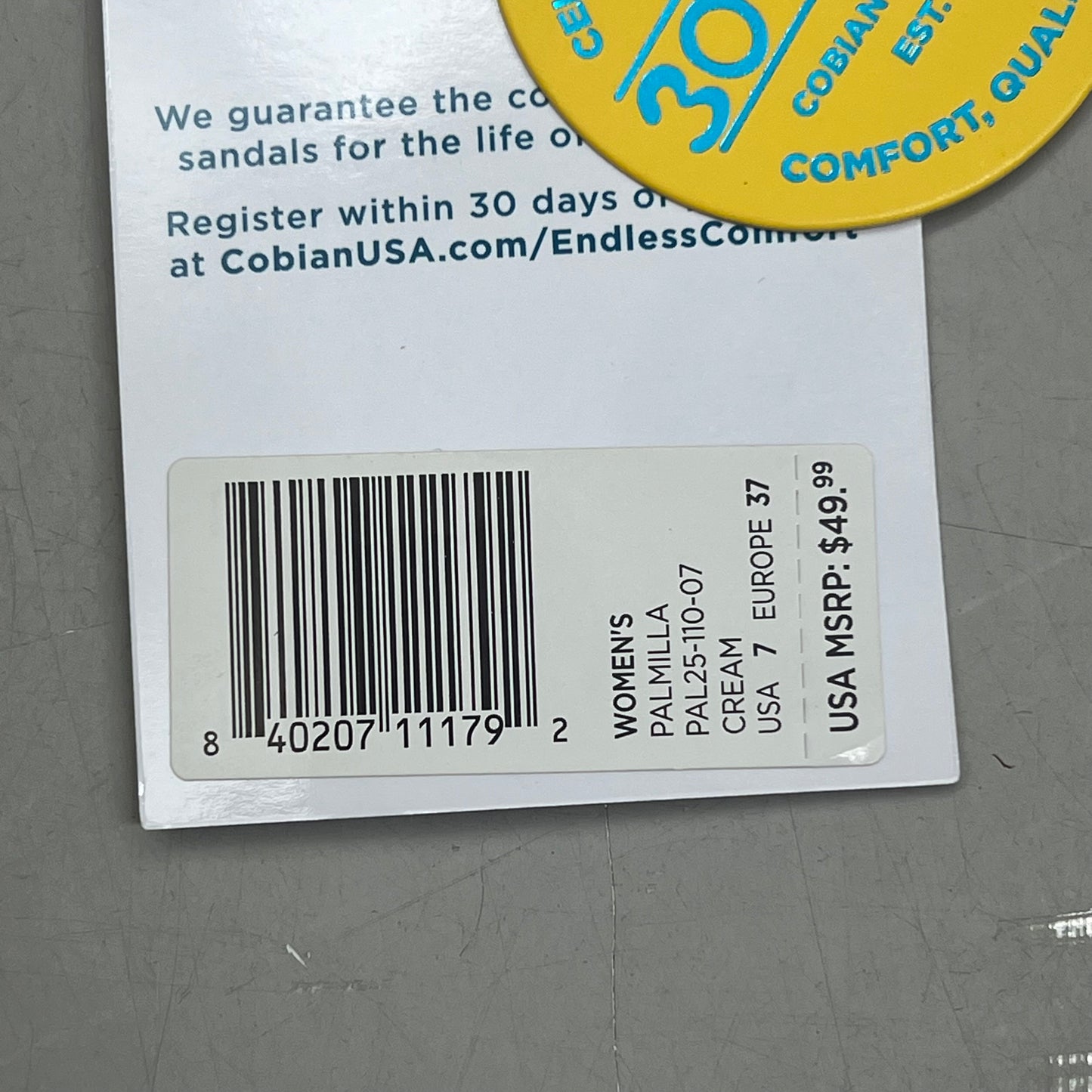 COBIAN Palmilla Braided Synthetic Leather Strap Women's Sz 7 EU 37 Cream PAL25-110-7