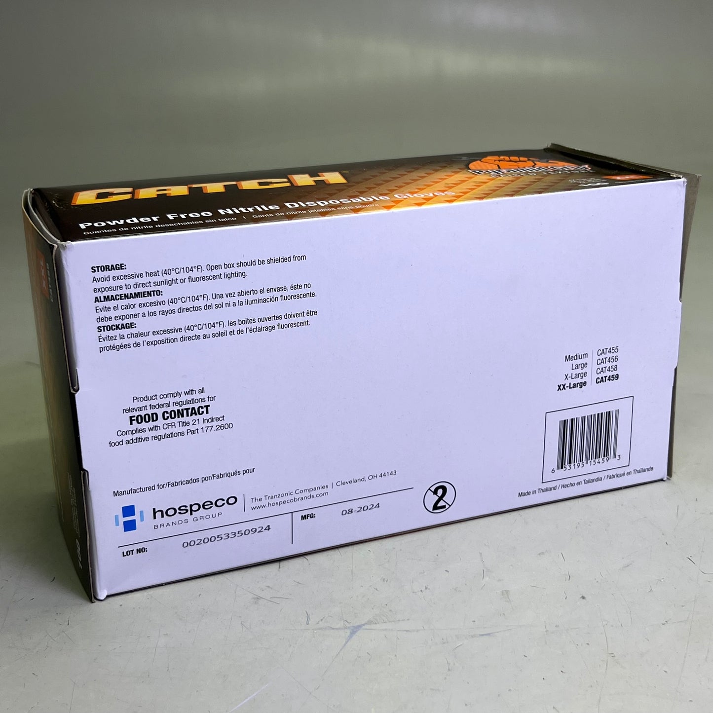 ADENNA (2 PACK) Catch Powder Free Nitrile Disposable Gloves Orange CAT459 Sz XXL