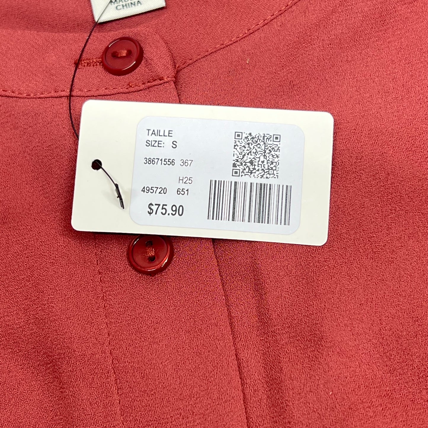 RW & CO Silky Long Sleeve Buttoned Down Blouse Women's Sz S Apple Butter