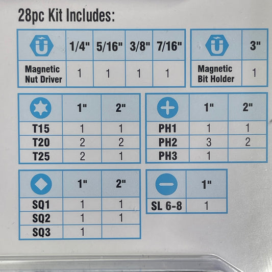 SPYDER Mach-Blue Driver Bit Kit 28 Piece Metallic Blue 19078