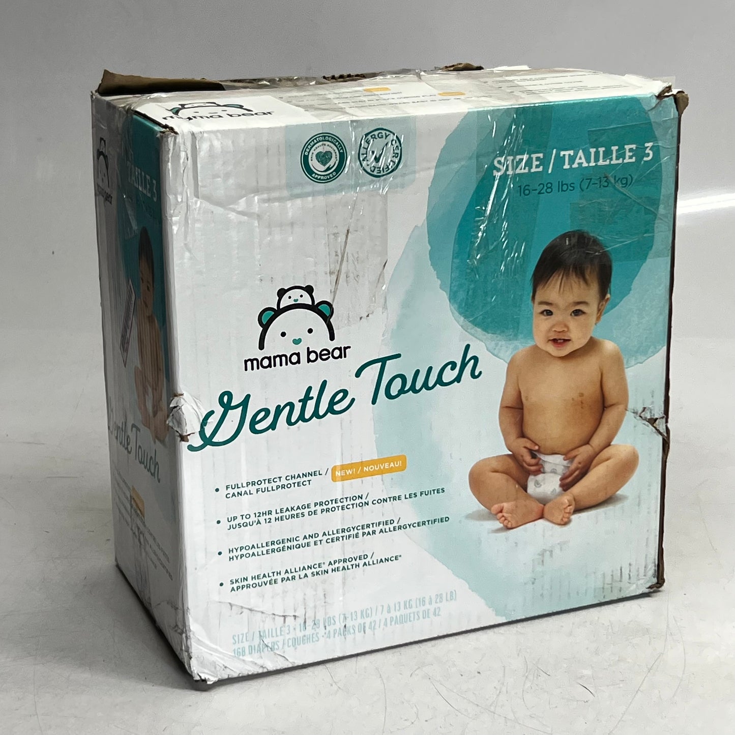 MAMA BEAR 168 Diapers (4 PACK Of 42 Diapers) Diapers Gentle Touch Baby 3 . 16-28 Lbs White (New Other, Distressed Box)