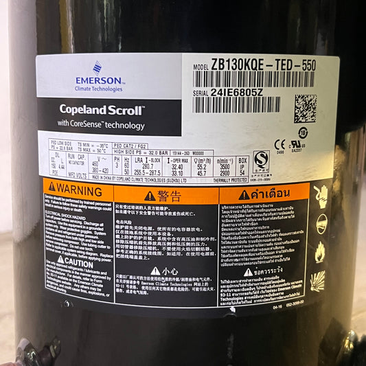 EMERSON Copeland Scroll Compressor 380/420v, Black ZB130KQE-TED-550