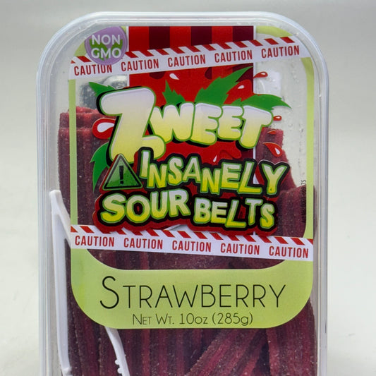 ZA@ ZWEET (6 PACK, 10 oz Each) Insanely Sour Belts Strawberry