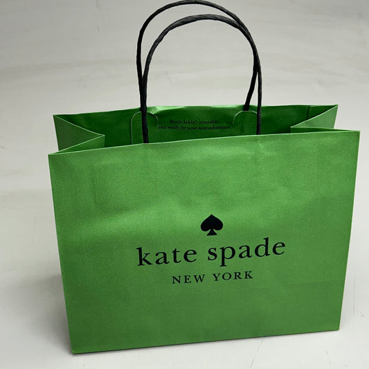 KATE SPADE (10 Pack) Holiday Shopping Paper Gift Bag Set 8"x10"x4.5" Green