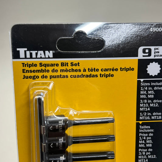 TITAN Triple Square Bit Set Impact Grade 9 Piece Set 49009