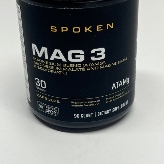 SPOKEN Mag 3 Magnesium Blend Atamg 90 Count 30 Servings 200mg BB 04/27