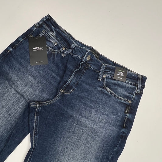 SILVER JEANS CO Suki Curvy Mid Rise Straight Leg Jean Women's Sz 36/33 Indigo