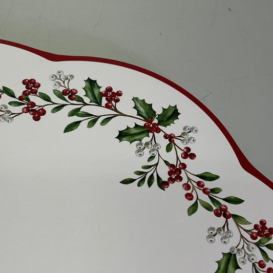 ZA@ BENSON MILLS (SET OF 4) Holly Wreath Scalloped Cork Backed 15" Red/White/Green