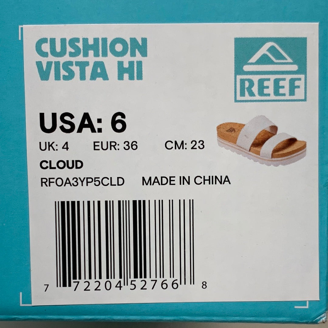 REEF Cushion Bounce Vista Hi Platform Sandal Shoes Womens Sz 6 Cloud White RF0A3YP5CLD
