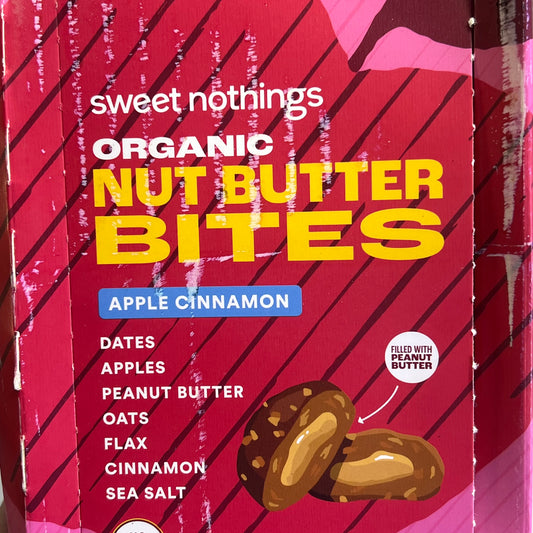 ZA@ SWEET NOTHINGS (12 PACK) Organic Nut Butter Bites Apple Cinnamon Flavor BB 07/26 (As-is)