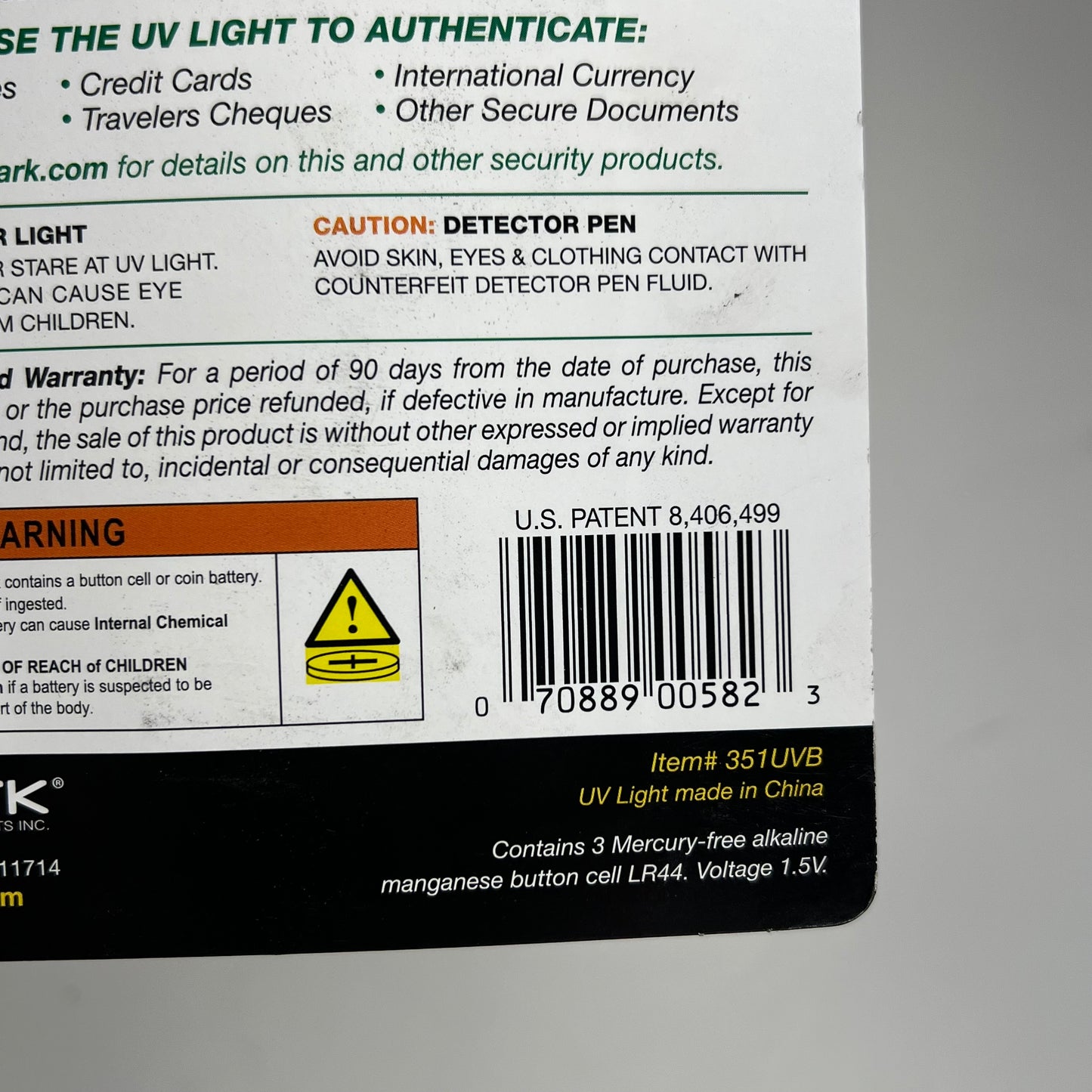 DRI MARK (2 PACK, 3 EACH) Counterfeit Dual Detector Uv Light Bonus Pack 351UVB
