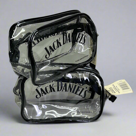 ZA@ JACK DANIEL'S (3 PACK) Tailgate Clear Zipper Travel Purse Bag Sz 7.5"L X 5"H X 3.5"W (New) C