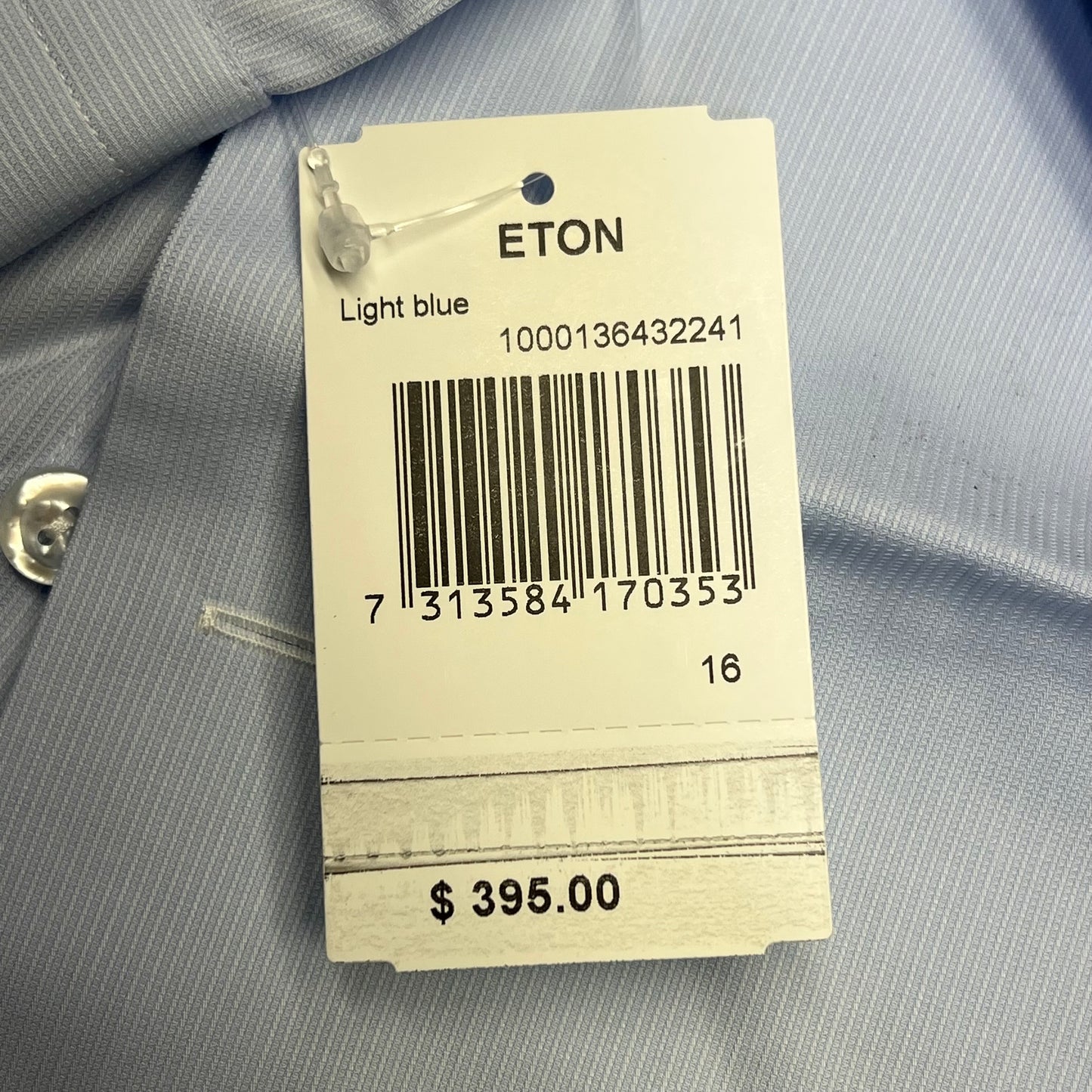 ETON Textured Twill Shirt Men's Contemporary Sz 41 Light Blue 1000136432243