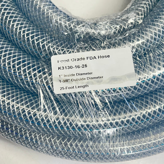 KURITEC Non-Toxic Food Grade FDA Hose 1" ID 1-3/8" OD 25 Clear K3130-16-25