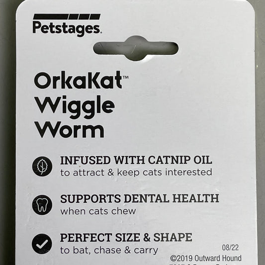 PETSTAGES (3-PACK) Orkakat Wiggle Worm Chew Toy Catnip Dental Orange 329