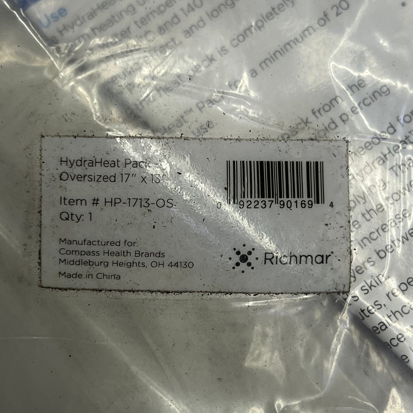 RICHMAR Polymer Skin Hydra Heat Oversize Heat Pack 17"x13" Grey Hp-1713-os