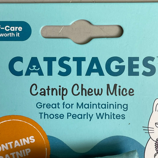 PETSTAGES (3-PACK) Catnip Chew Mice Catstages Dental Orang & Blue 327